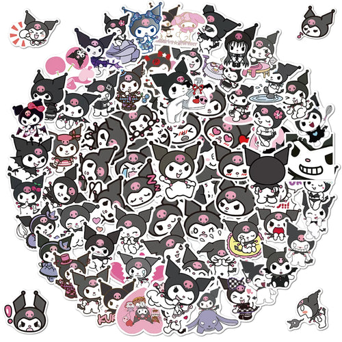 100pcs Kuromi Sticker for Kids Cute Anime Cartoon Kuromi Waterproof Vinyl Decal for Teen Boy Girl Water Bottle Laptop Phone Skateboard Guitar Notebook Computer Luggage (Kuromi)