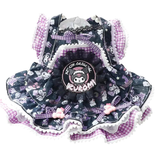 AZA Dog Princess Dresses Kuromi for Small Dogs Lolita Clothes Goth Lace Costume Pet Girl Cute Coat Outfits Fall Costumes (MBlack)