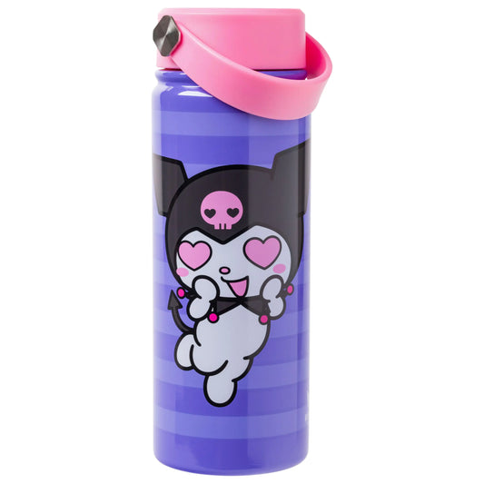 Silver Buffalo Sanrio Hello Kitty and Friends Stainless Steel Water Bottle with Swivel Handle Featuring Kuromi 20 Ounces