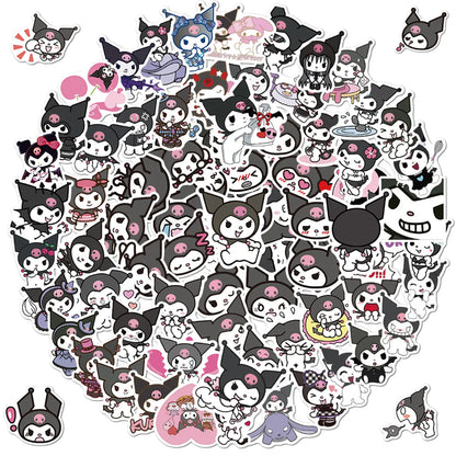 100pcs Kuromi Sticker for Kids Cute Anime Cartoon Kuromi Waterproof Vinyl Decal for Teen Boy Girl Water Bottle Laptop Phone Skateboard Guitar Notebook Computer Luggage (Kuromi)